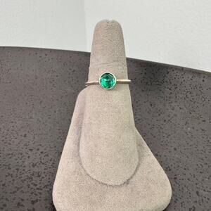 PANDROA May Droplet Royal Green Birthstone Crystal Sterling Silver Ring Size 54